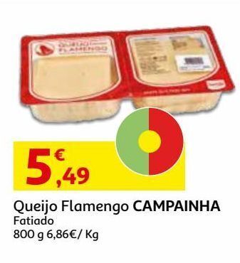 Auchan Queijo flamengo campainha:fatiado 800 g promoção