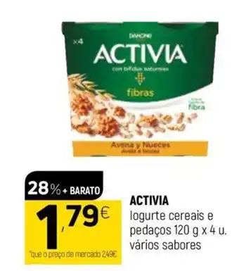 Coviran Activia Iogurte Cereais e Pedaços 120gx4 promoção