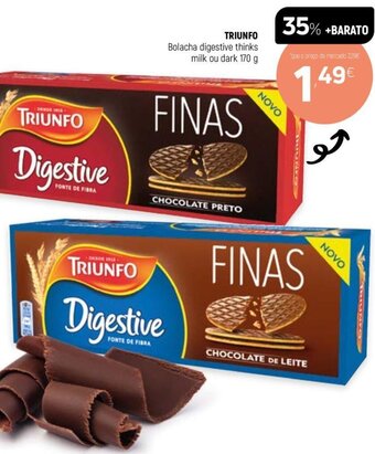 Coviran Triunfo Bolacha Digestive Thinks Milk ou Dark 170g promoção