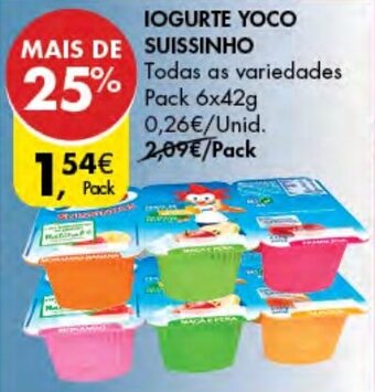 Pingo Doce Iogurte Yoco Suissinho 6 x 42g promoção