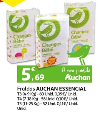 Auchan Fraldas Auchan Essencial promoção