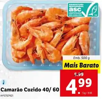 Lidl Camarão 40/60 Cozido 500g promoção