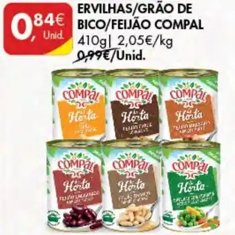 Pingo Doce Ervilhas / Grão de Bico / Feijão Compal 410g promoção