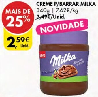 Pingo Doce Creme p/Barrar Milka 340g promoção