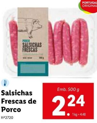 Lidl Salsichas Frescas de Porco 500g promoção