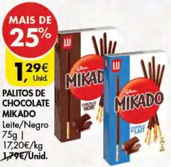 Pingo Doce Palitos de Chocolate Mikado 75g promoção