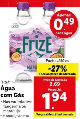 Lidl Frize Água com Gás 4x250ml promoção