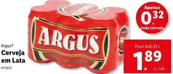 Lidl Argus Cerveja em Lata 6x0,33L promoção