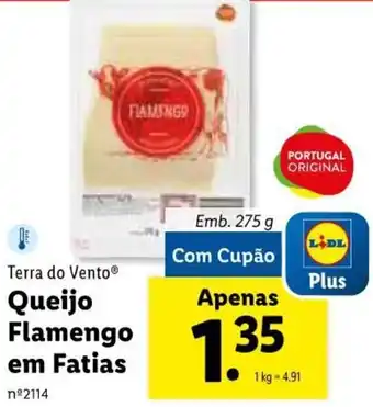 Lidl Terra do Vento Queijo Flamengo em Fatias 275g promoção