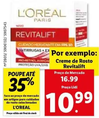 Lidl L'Oreal Creme de Rosto Revitalift promoção