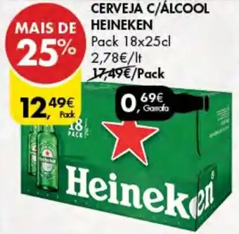 Pingo Doce Cerveja c/Álcool Heineken 18 x 25cl promoção
