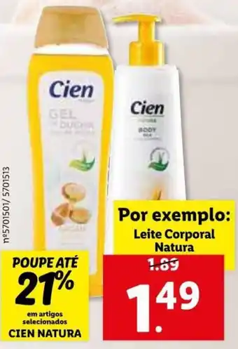 Lidl Cien Natura Leite Corporal Natura promoção