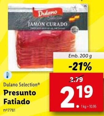 Lidl Dulano Selection Presunto Fatiado 200g promoção