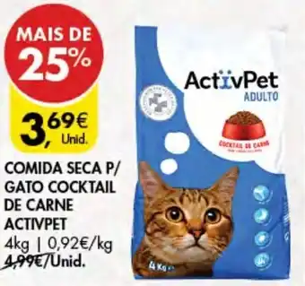 Pingo Doce Comida Seca p/Gato Cocktail de Carne ActivePet 4kg promoção
