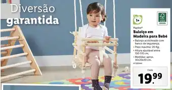 Lidl Playtime Baloiço em Madeira para Bebé 30x20x30cm promoção