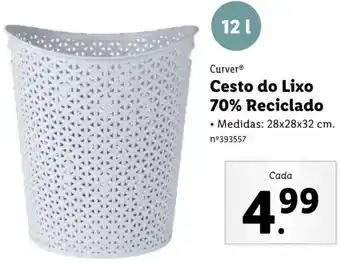 Lidl Curver Cesto do Lixo 70% Reciclado 28x28x32cm promoção