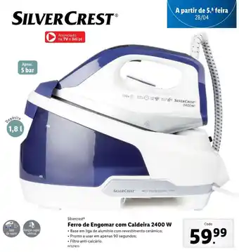 Lidl Silvercrest Ferro de Engomar com Caldeira 2400W promoção