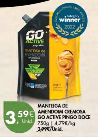 Pingo Doce Manteiga de Amendoim Cremosa Go Active 750g promoção