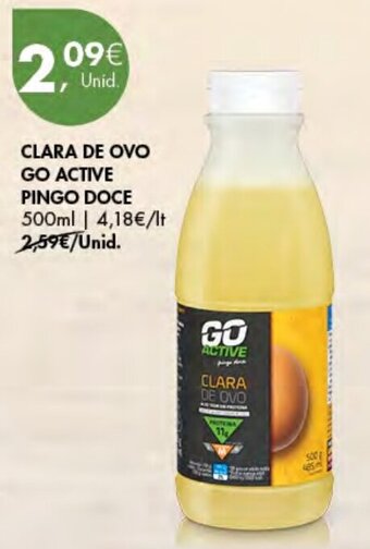 Pingo Doce Clara de Ovo Go Active Pingo Doce 500ml promoção