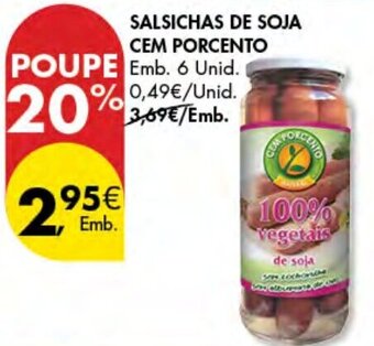 Pingo Doce Salsichas de Soja Cem Porcento 6 unid. promoção