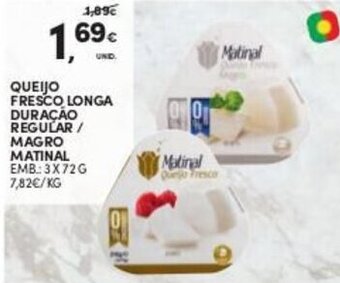 Continente Queijo Fresco Longa Duração Regular/ Magro Matinal 3 x 72g promoção