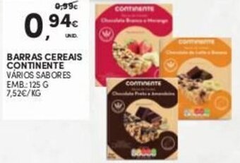 Continente Barras Cereais Continente 125g promoção