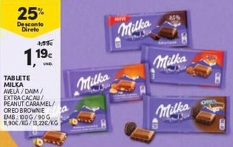 Continente Tablete Milka 100g/90g promoção