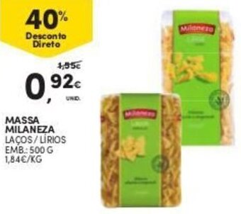 Continente Massa Milaneza 500g promoção