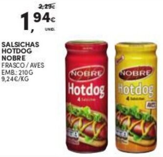 Continente Salsichas Hotdog Nobre 210g promoção