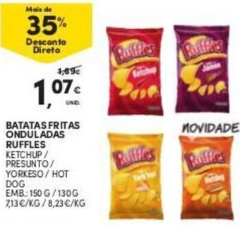 Continente Batatas Fritas Onduladas Ruffles 150g/ 130g promoção
