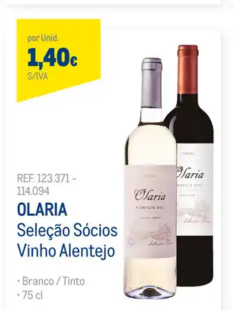 Makro Olaria Seleção Sócios Vinho Alentejo 75cl promoção