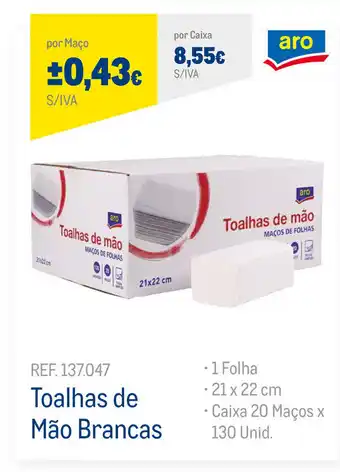 Toalhitas de Mão Brancas 21x22cm