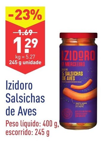 ALDI Izidoro Salsichas de Aves 245g promoção