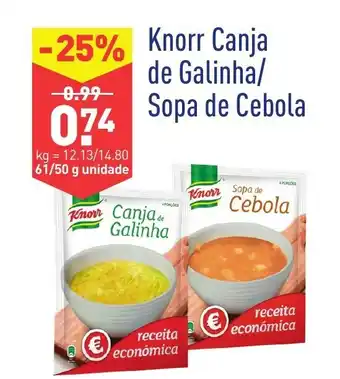 ALDI Knorr Canja de Galinha/Sopa de Cebola 60/50g promoção