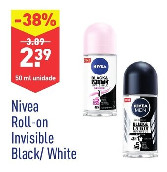 ALDI Nivea Roll-on Invisible Black/White 50ml promoção