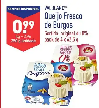 ALDI Valblanc Queijo Fresco de Burgos 250g promoção