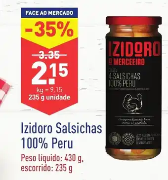 ALDI Izidoro Salsichas 100% Peru 235g promoção