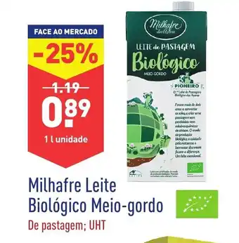 ALDI Milhafre Leite Biológico Meio-gordo 1L promoção