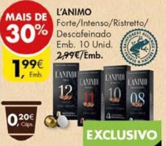 Pingo Doce L'Animo Forte / Intenso / Ristretto / Descafeinado 10 unid. promoção