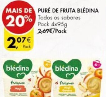 Pingo Doce Puré de Fruta Blédina 4 x 95g promoção