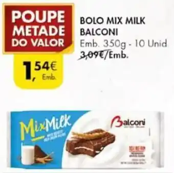 Pingo Doce Bolo Mix Milk Balconi 350g-10 unid. promoção