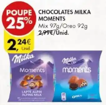Pingo Doce Chocolates Milka Moments Mix 97g / Oreo 92g promoção