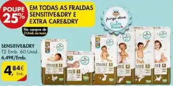 Pingo Doce Cuida Bebe Fraldas Sensitive & Dry T2 60 unid. promoção