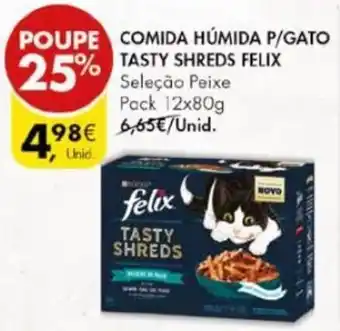Pingo Doce Felix Comida Húmida p/Gato Tasty Shreds 12 x 80g promoção