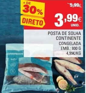 Posta de Solha Continente Congelada 800g