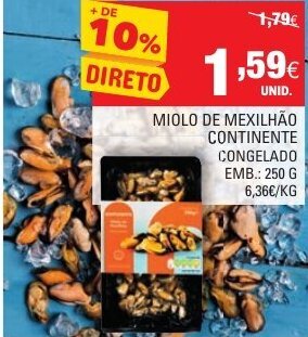 Continente Miolo De Mexilhao Continente Congelado 250g promoção