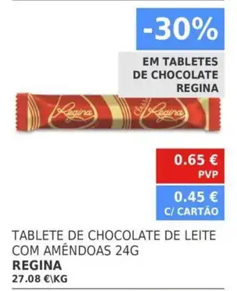 Tablete de Chocolate de Leite com Amêndoas 24g Regina