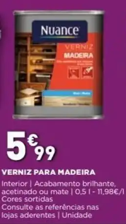 Bricomarché Nuance Verniz para Madeira 0.5L promoção