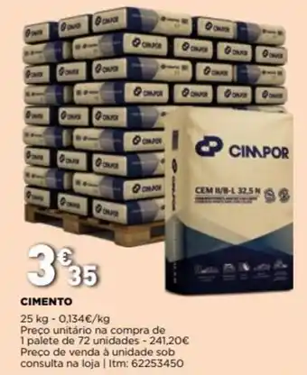 Bricomarché Cimpor Cimento 25kg promoção