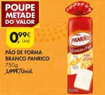 Pingo Doce Pão de Forma Branco Panrico 750g promoção